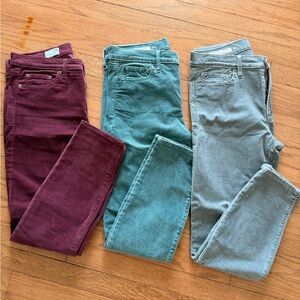 Stylish Women's Skinny Pants - Burgundy, Teal, and Gray